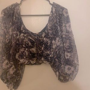 Free People Balloon Sleeve Crop Top